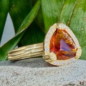 Slane 18 karat gold citrine and diamond ring